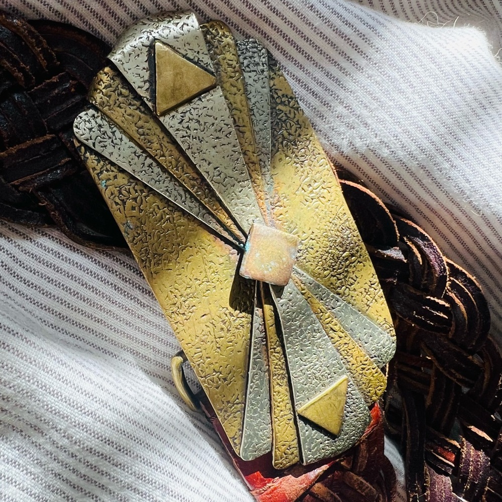Vintage Metal Woven Leather Belt